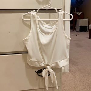 White bow tie crop tank top